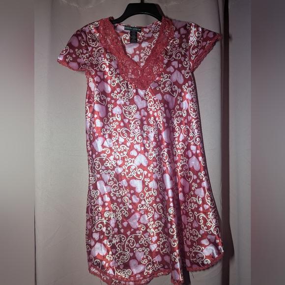 CINEMA ETOILE Lace-Trim Pink Satin Chemise M (8/10) - Picture 4 of 11